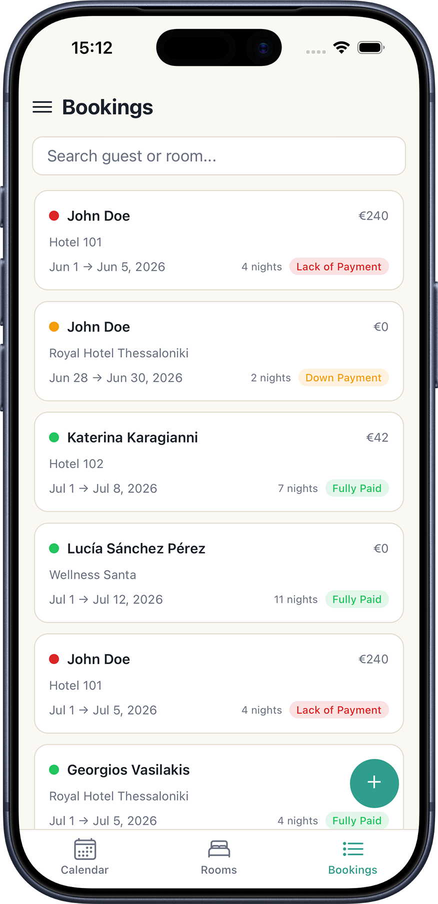 RUMA mobile app — Bookings