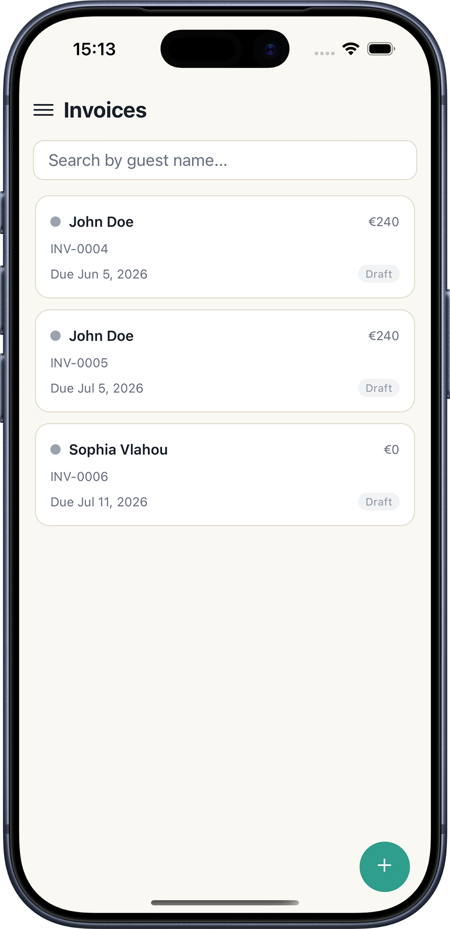 RUMA mobile app — Invoices